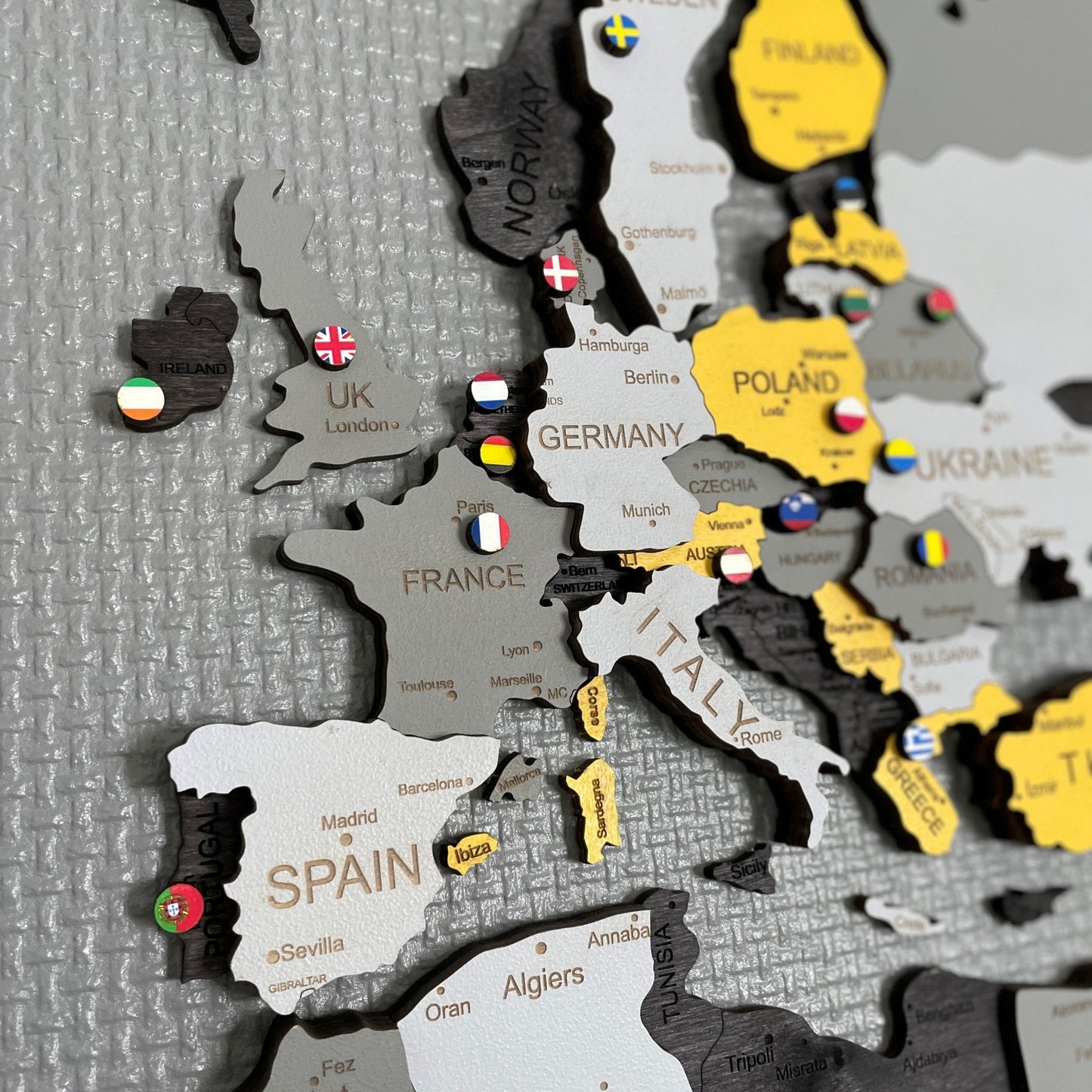 Flag Push Pins - For Wooden World Map - World On Wall